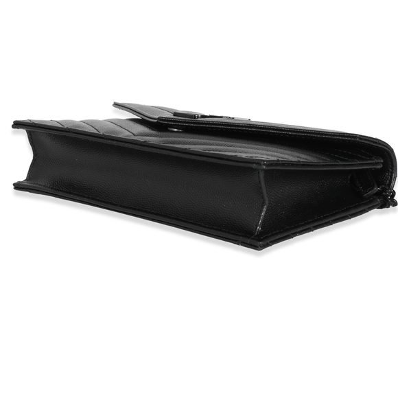 Saint Laurent Black Grain De Poudre Envelope Chain Wallet - Picture 7 of 8